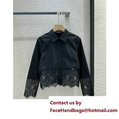 Dolce  &  Gabbana black COTTON SHIRT WITH LACE 2023